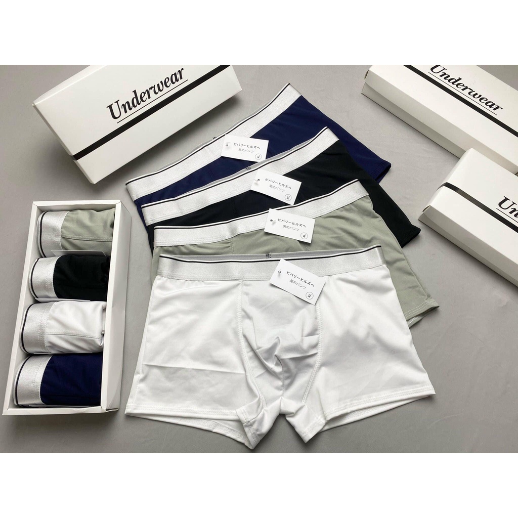 [ HỘP 4 QUẦN - 5 QUẦN ] Quần lót đùi nam trơn, quần sịp nam trơn - Chất liệu thun lạnh mềm mịn, thoáng mát , co giãn