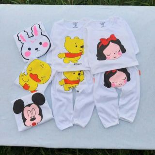 Sét 5 bộ cotton dài tay cài vai cho bé 4-13kg