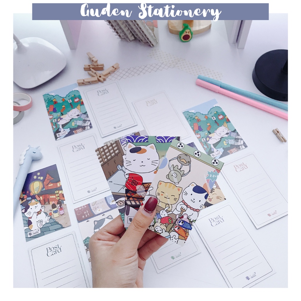 Bưu thiếp mèo Nhật Bản dễ thương_Postcard mèo Nhật Bản_Guden Stationery