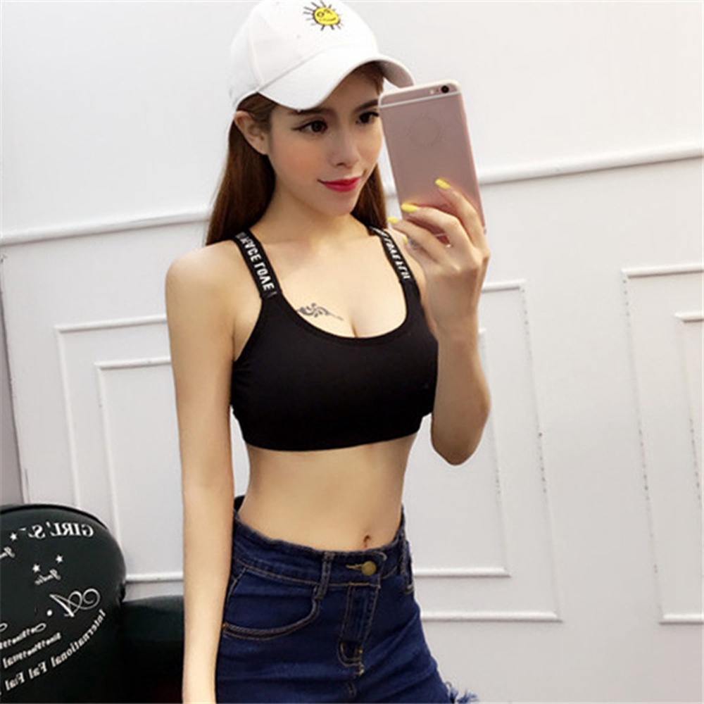 Cod Qipin Áo Lót Dạng Ống Quấn Ngực Trong Vai In Chữ Đơn Giản Chống Ánh Sáng Dễ Phối Đồ Tập Yoga Cho Nữ
