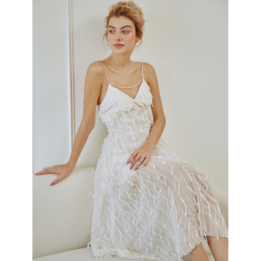 COCO SIN - Đầm 2 Dây Trắng Maxi Xoắn Nơ | BigBuy360 - bigbuy360.vn