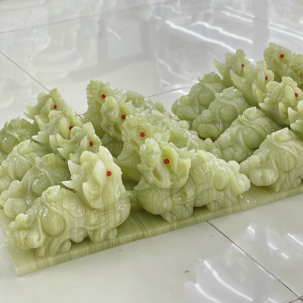 Cặp Tỳ Hưu Phong Thủy, Tỳ Hưu Tài Lộc Đá Ngọc Hoàng Long- Dài 15cm