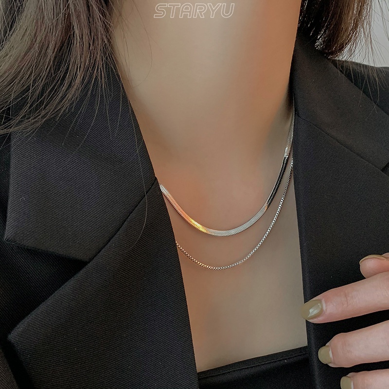 Vòng cổ Hai Lớp Bằng Thép Titan Phong Cách Cá Tính Cho Nam Nữ