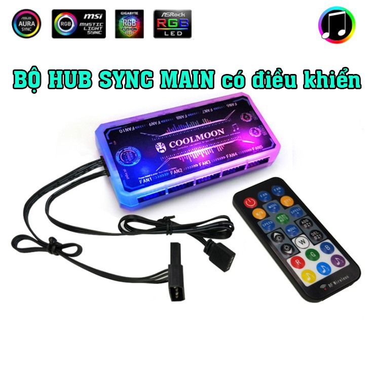 Quạt tản nhiệt fan led rgb coolmoon y1 k2 m1 ver 2 có hub điều khiển phụ kiện trang trí máy tính tự động đổi màu