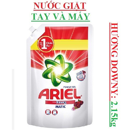 Nước giặt ariel downy, giữ mầu, khử mùi ẩm mốc, hương xả, đậm đặc (2,15-:-2,4)kg