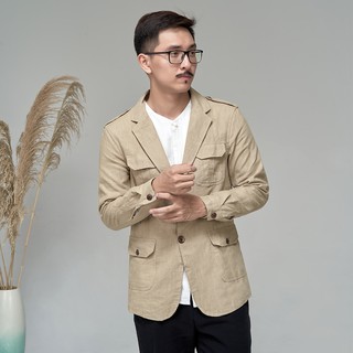 Áo vest blazer hai túi hộp rough, chất đũi cao cấp, sang trọng, lịch sự