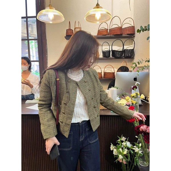 Áo dạ tweed QCCC cổ tròn