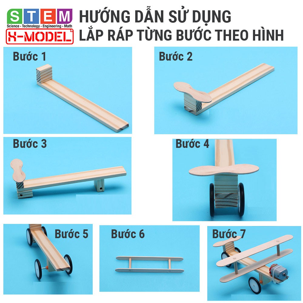 Đồ chơi STEM cho bé Mô hình máy bay động cơ có mô tơ ST7 XMODEL Đồ chơi tự làm DIY|Do it Yoursel| Giáo dục STEAM