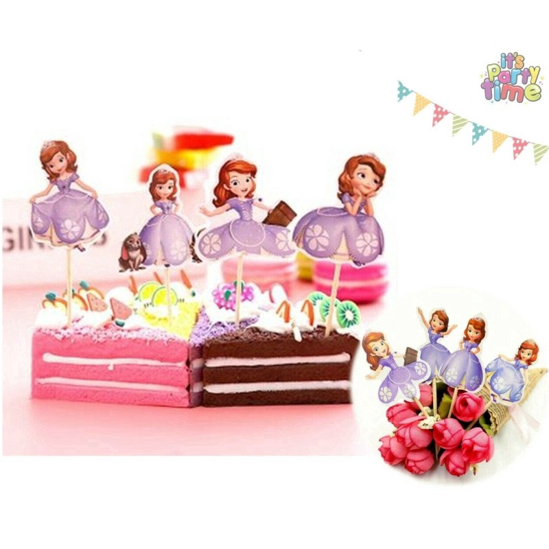 Set 24 que topper cắm trang trí bánh hình chuột Mickey/ Minnie/ Doraemon/ Hello Kitty xinh xắn