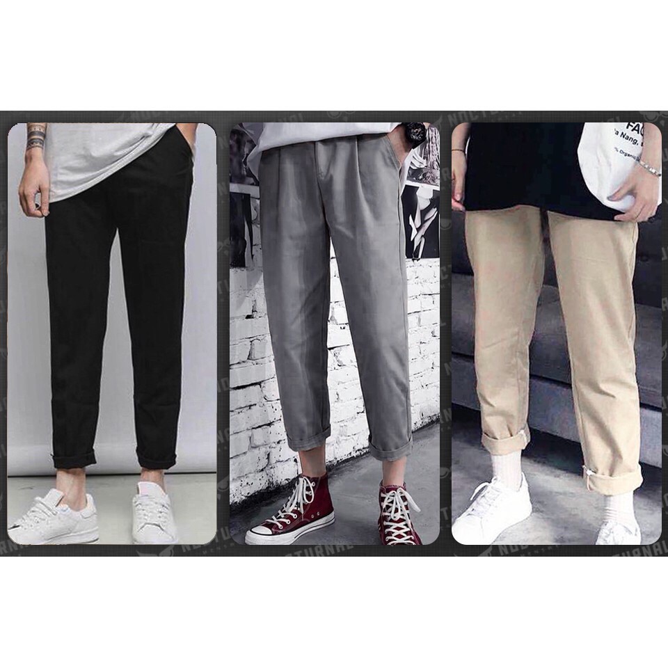 Quần Baggy Nam Nữ KAKI Ống Suông Unisex - Kiểu quần baggy kaki Basic 3 màu đen xám be