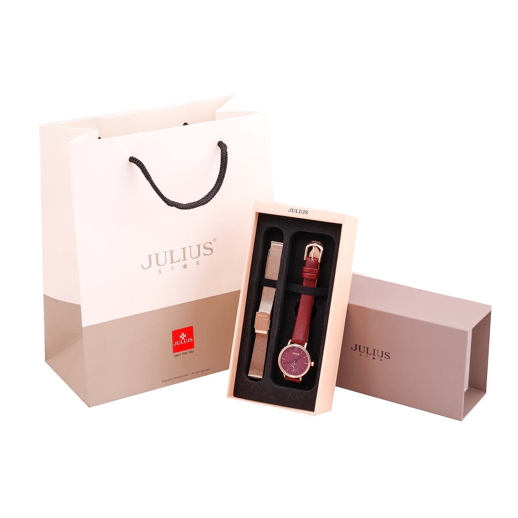 Đồng hồ nữ Julius Star Hàn Quốc chính hãng JS-011, dây da