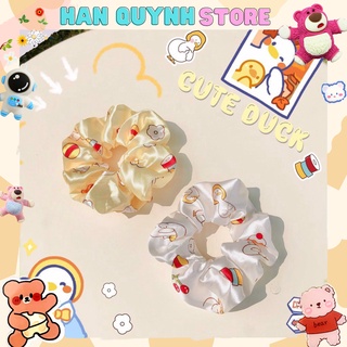 Dây cột tóc vải scrunchies cute duck .