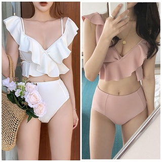 Bikini bèo 2 màu trắng, hồng dễ thương 👙 Bikini 2 mảnh, cạp cao nữ tính 👙 Đồ bơi nữ cực xinh 👙 STELLA