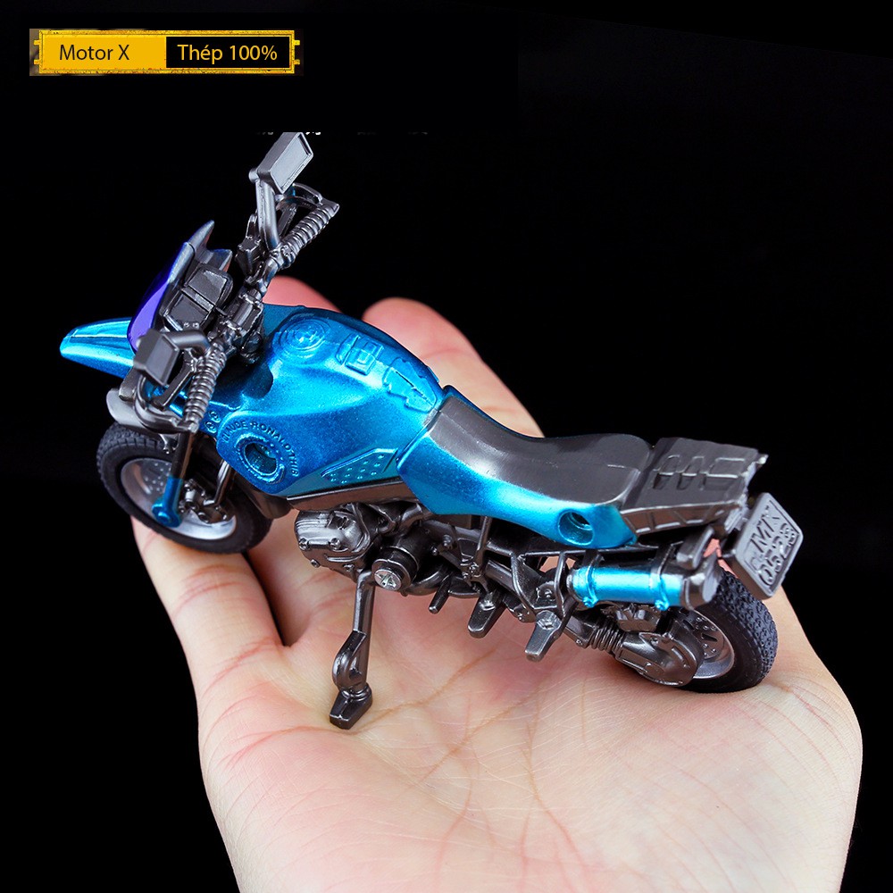 Mô Hình PUBG Xe Motor X Skin Xanh Dương Tặng Kèm Móc Khóa Mũ 3