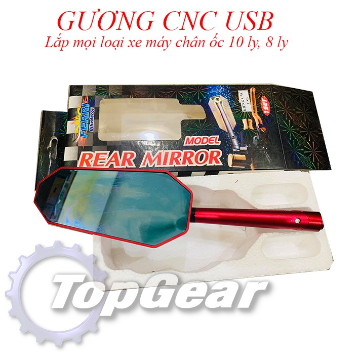 Gương Chiếu Hậu Xe Máy - Gương CNC USB <TOPGEAR>