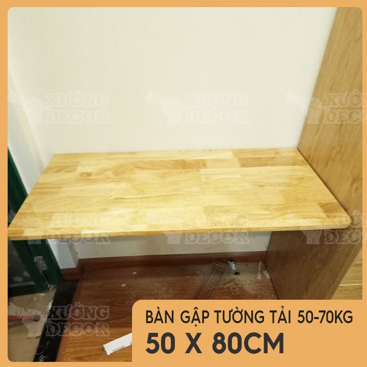 Bàn gập treo tường-Gỗ cao su sáng màu 50x80cm tải 50-70kg | BigBuy360 - bigbuy360.vn