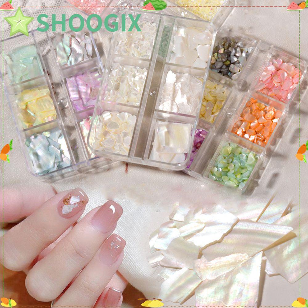 SHOOGIX 3D Charm Abalone Shell Nails Decorations Fragments Texture Natural Sea Shell Nail Art Decoration Slice DIY Manicure Tool