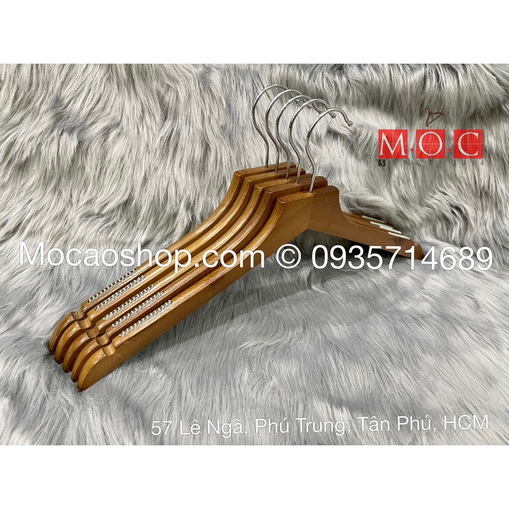 Móc gỗ treo quần áo, móc gỗ nâu cao cấp