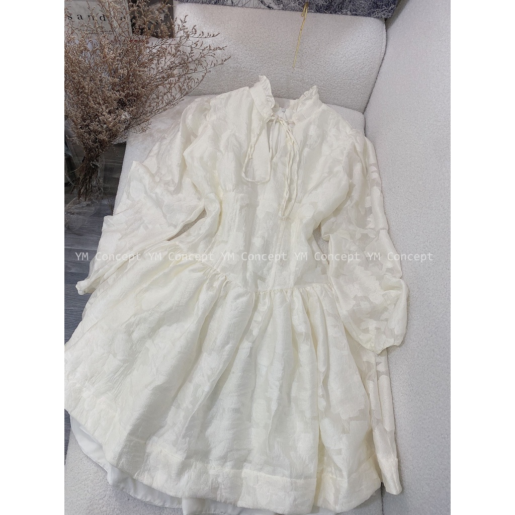 Đầm Tay Phồng Dáng Xòe Thiết Kế Tiểu Thư Màu Trắng | ROSE CLOTHING D0543