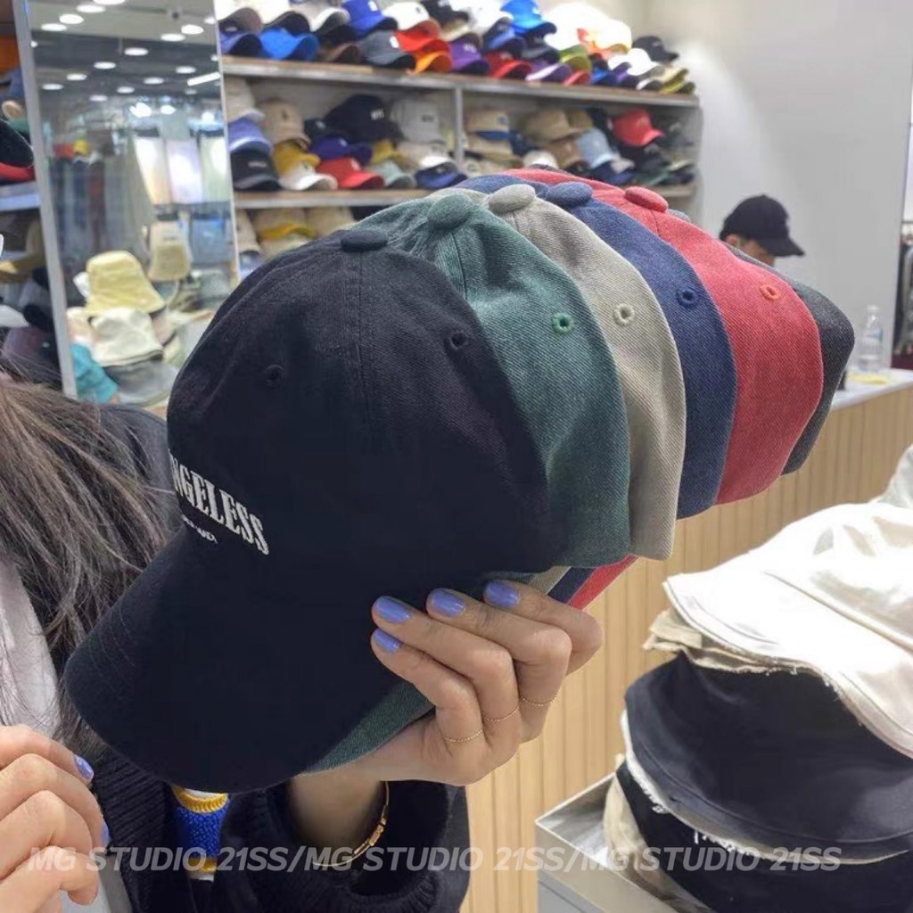 Sản Phẩm Papaya Mũ Lưỡi Trai Denim Chống Nắng Mùa Hè In Chữ LA Phong Cách Đường Phố Hàn Quốc Dễ Phối Đồ MG STUDIO /