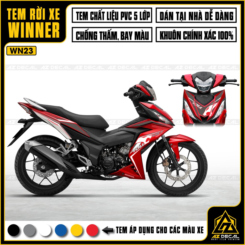 Tem Xe Winner Mẫu Toll | WN23 | Tem Rời Dán Xe Winner V1 Cán Màng Bóng Chống Nước, Chống Phai Màu