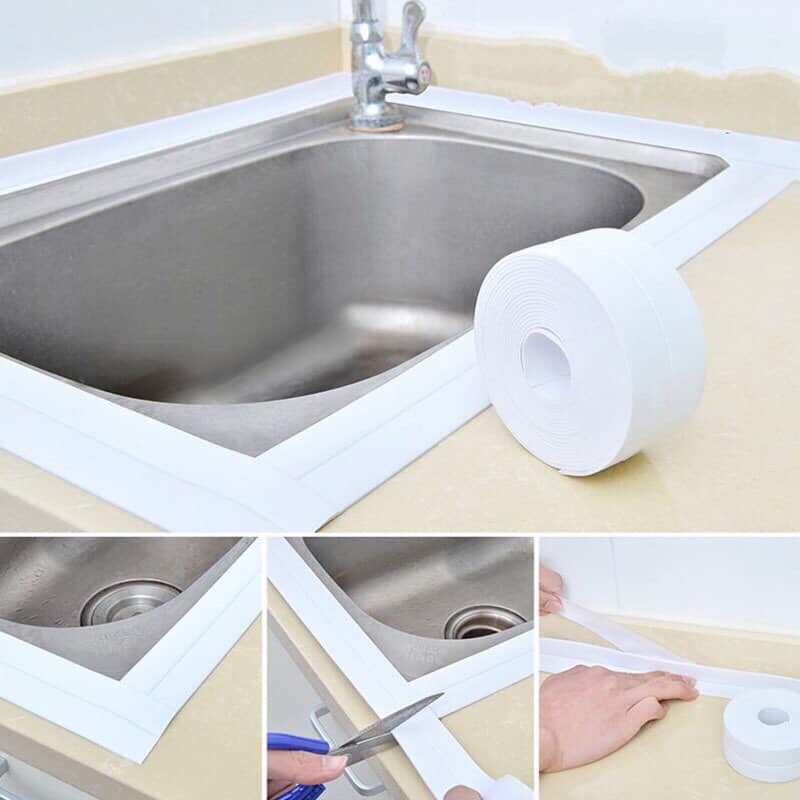 Băng Keo Dán Chống Thấm Nước PE Trong Bếp, Nhà Vệ Sinh 3.8cmx3.2m KINBATA Nhật Bản