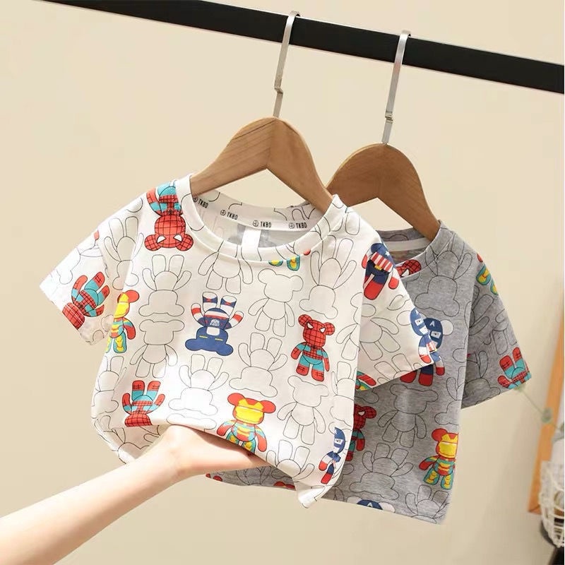 Áo Thun Cotton Tay Ngắn In Họa Tiết Hoạt Hình Thời Trang Mùa Hè 2022 Cho Bé Trai