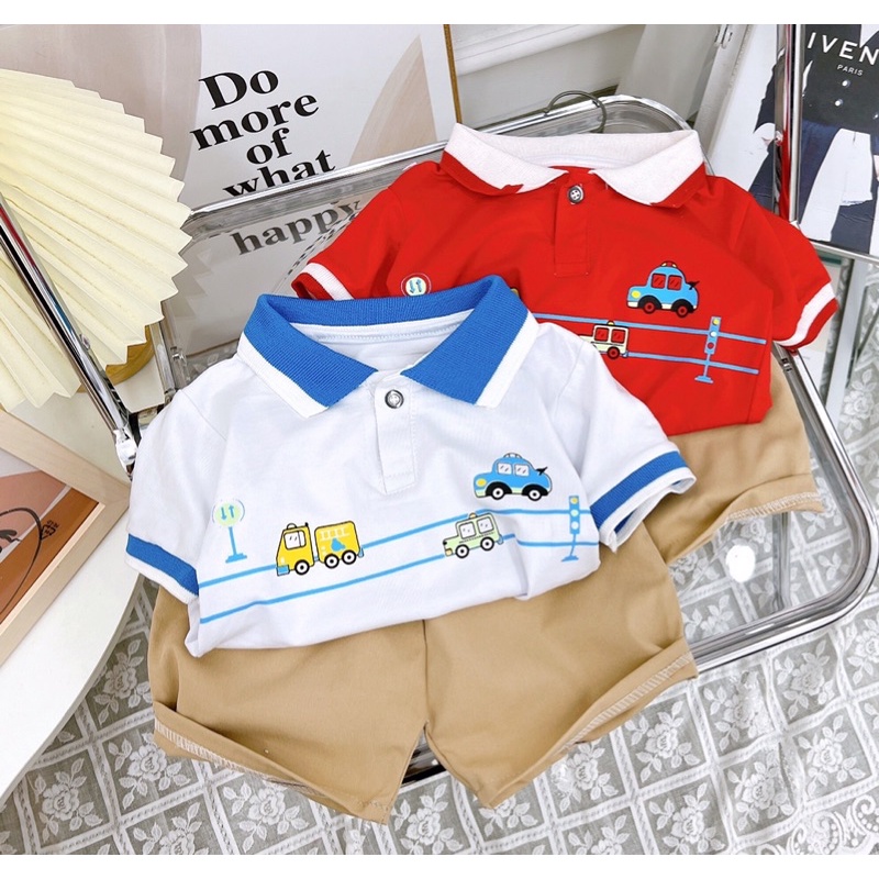 Set Bộ Bé Trai Ô TÔ Set Bộ Bé Trai Đi Chơi Set Đi Học Size 8-20kg TB24