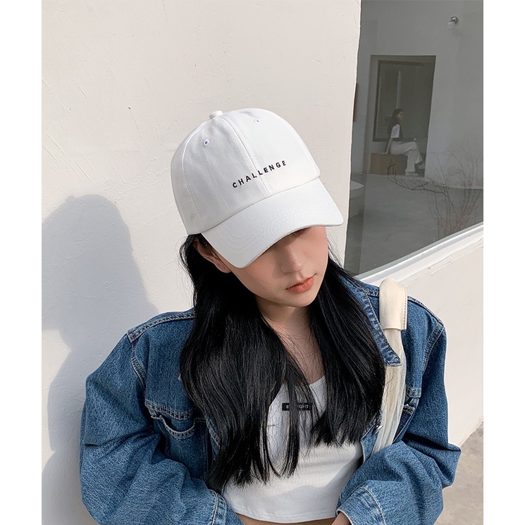 Mũ nón lưỡi trai thêu chữ Challenge unisex nam nữ Hàn Quốc đẹp rẻ - Nón kết