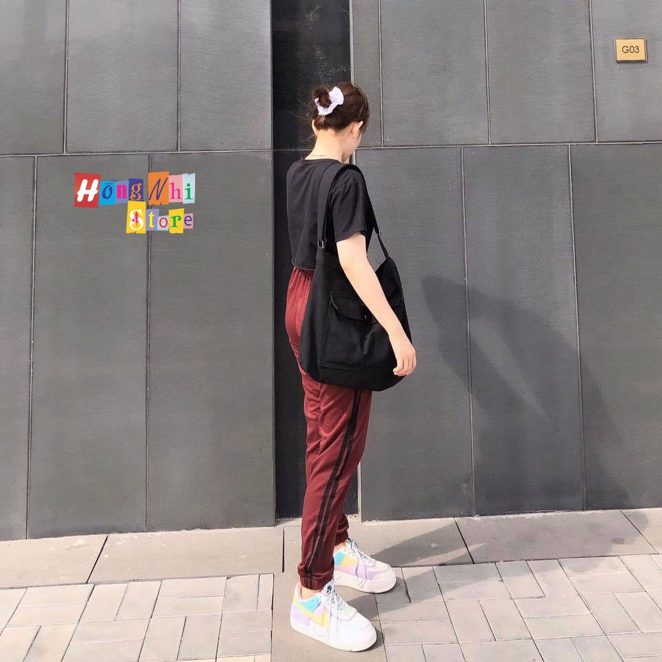 Quần Jogger Line Ulzzang Unisex Jogger Nâu 2 Sọc Đen Dáng Rộng - MM