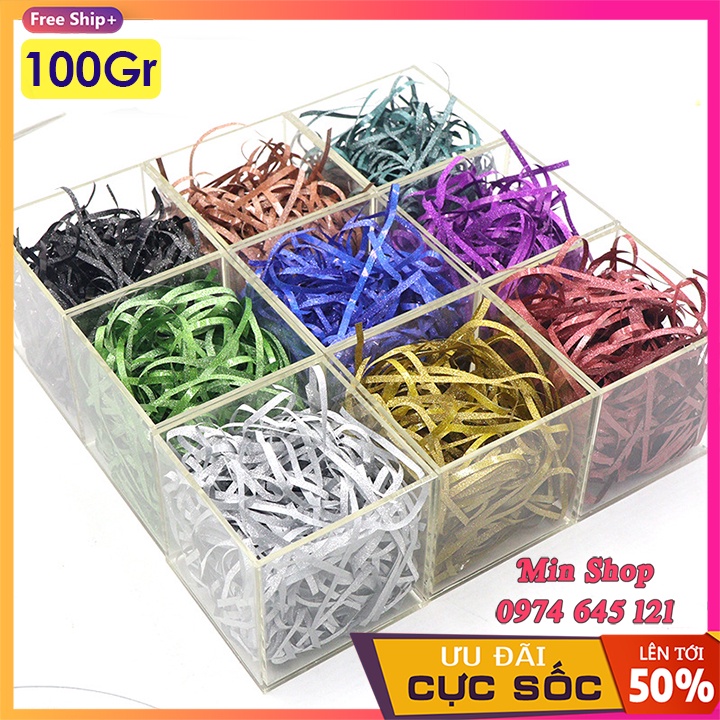 [100Gr/gói] Giấy rơm nhũ lấp lánh lót hộp quà, làm đầy hộp quà tặng [11 màu] hộp trang sức
