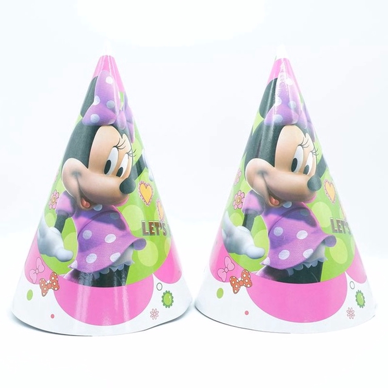 Set 6 Mũ Giấy Chúc Mừng Sinh Nhật Hình Mickey / Kỳ Lân / Công Chúa / Avengers Hoạt Hình