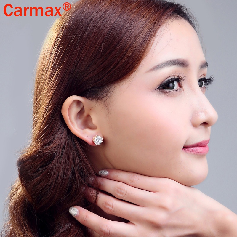 Khuyên tai hình vương miện đính đá moissanite nhân tạo thời trang