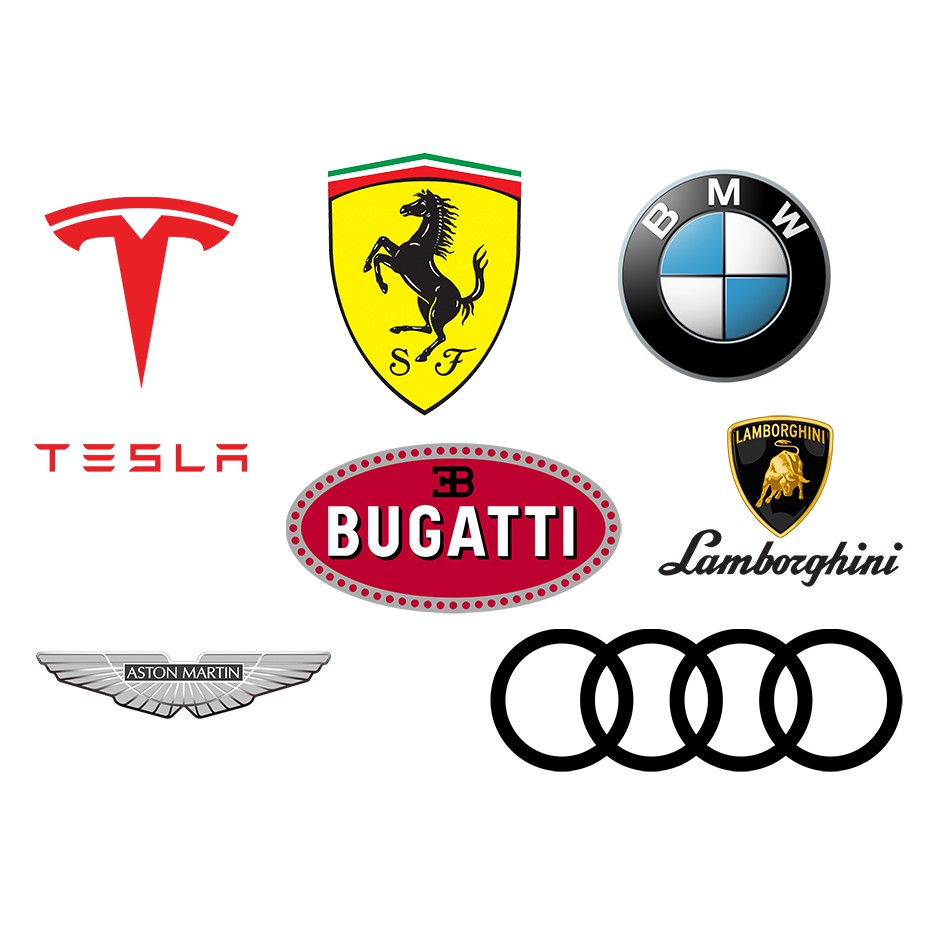 Sticker decal hình dán LOGO xe hơi FERRARI, LAMBORGHINI, AUDI, MERCEDES,  Tesla... | Shopee Việt Nam