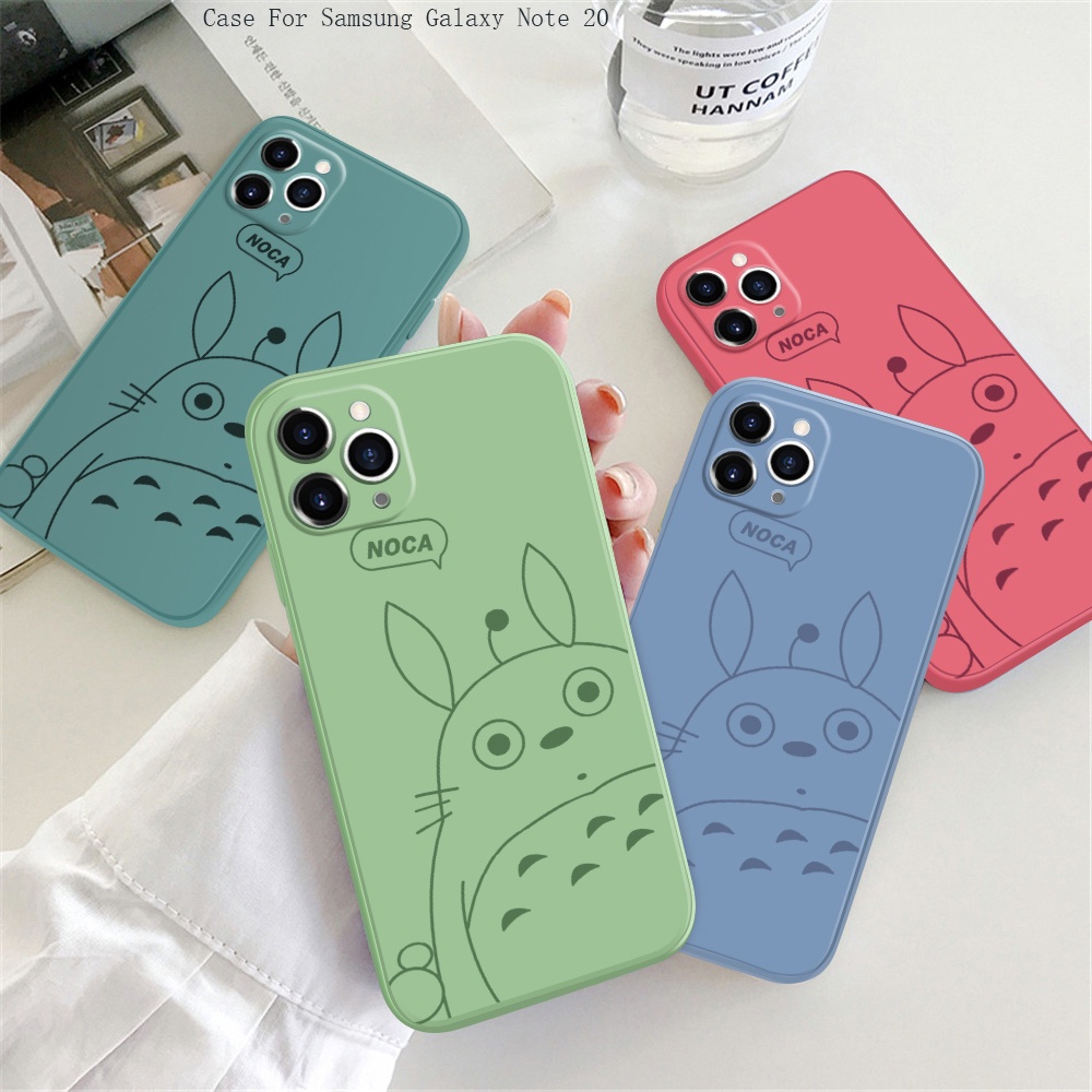 Compatible With Samsung Galaxy Note 20 9 8 Ultra Liquid Silicone For Original Phone Case Soft Casing Totoro protective Full Cover Shockproof Back Cases