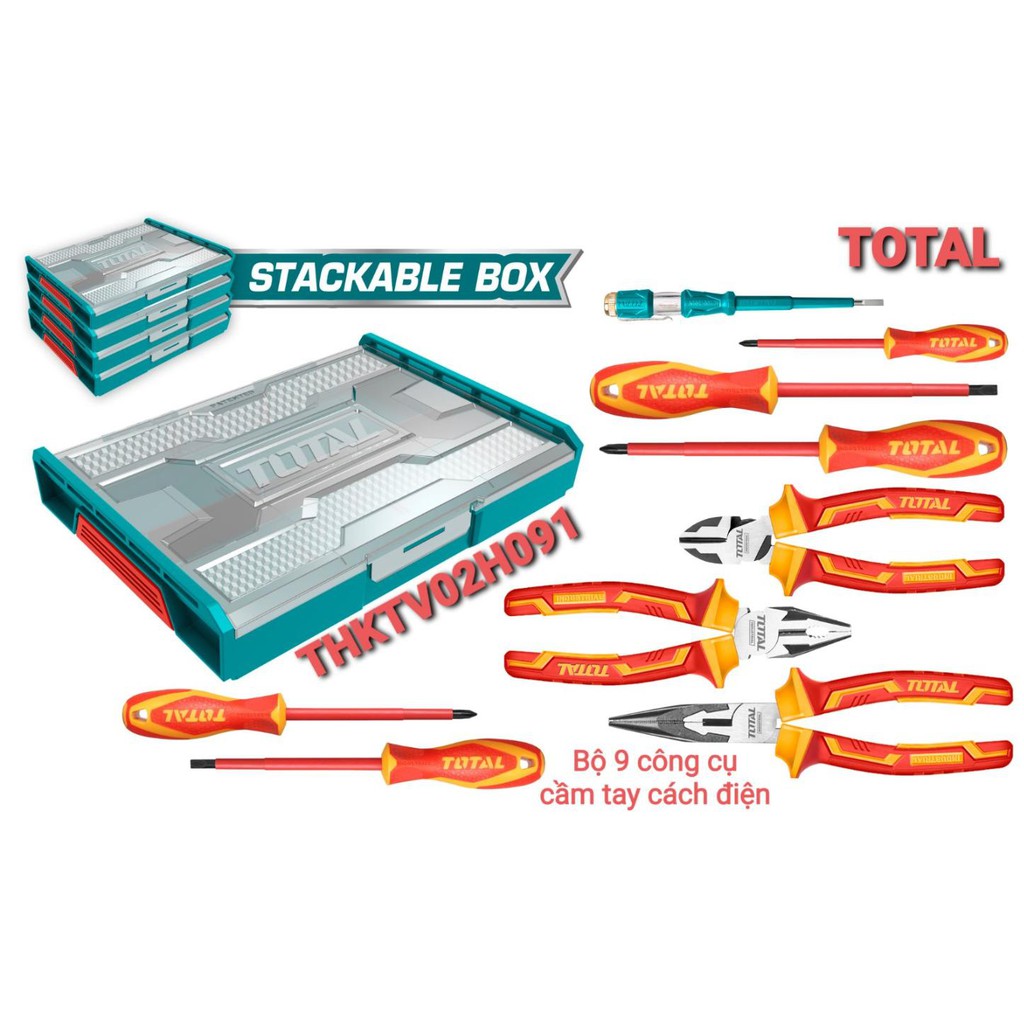 Bộ đồ nghề gia dụng cách điện 9 chi tiết Total THKTV02H091