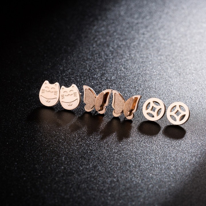 Bộ 3 Đôi Bông Tai Titan Cao Cấp TT 1517