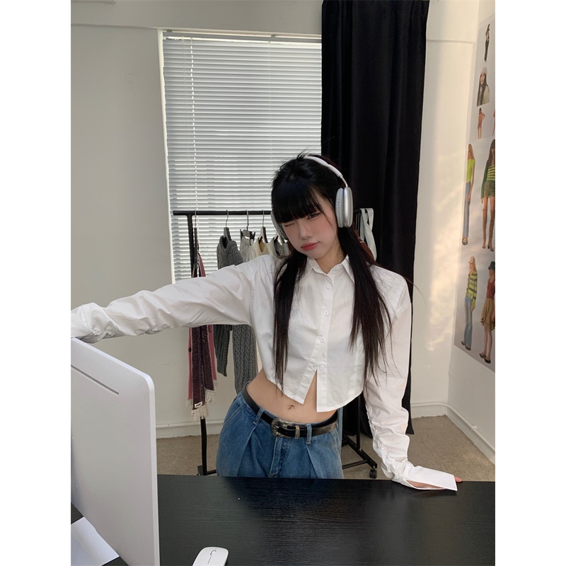 Áo Thun Polo Tay Dài Màu Trơn Quyến Rũ Thời Trang Hàn Quốc Cho Nữ