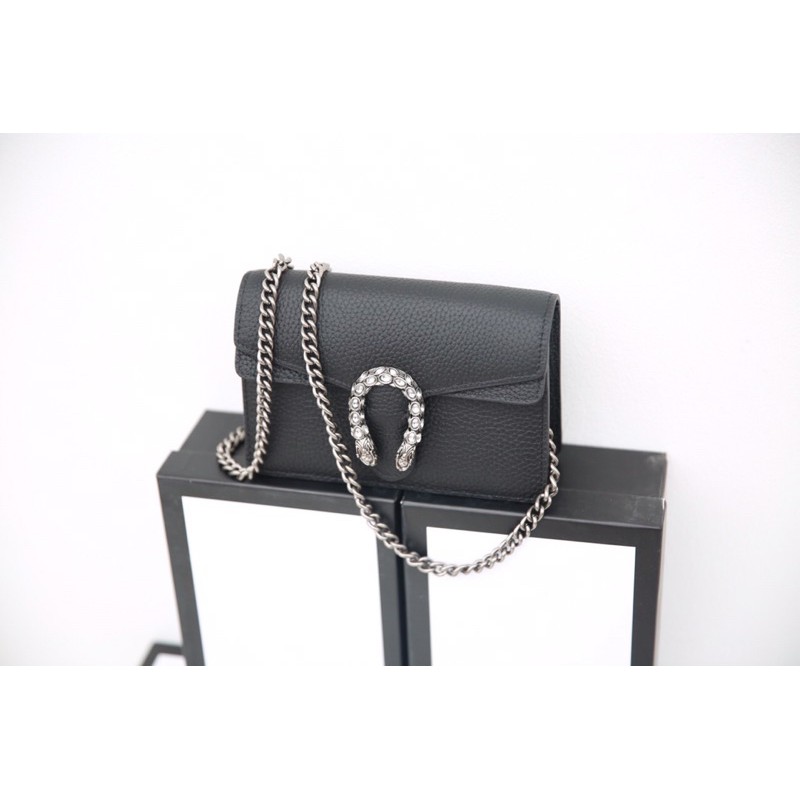 Túi đeo chéo DIONYSUS da thật khoá đầu rộng đính đá size mini FULLBOX có hộp