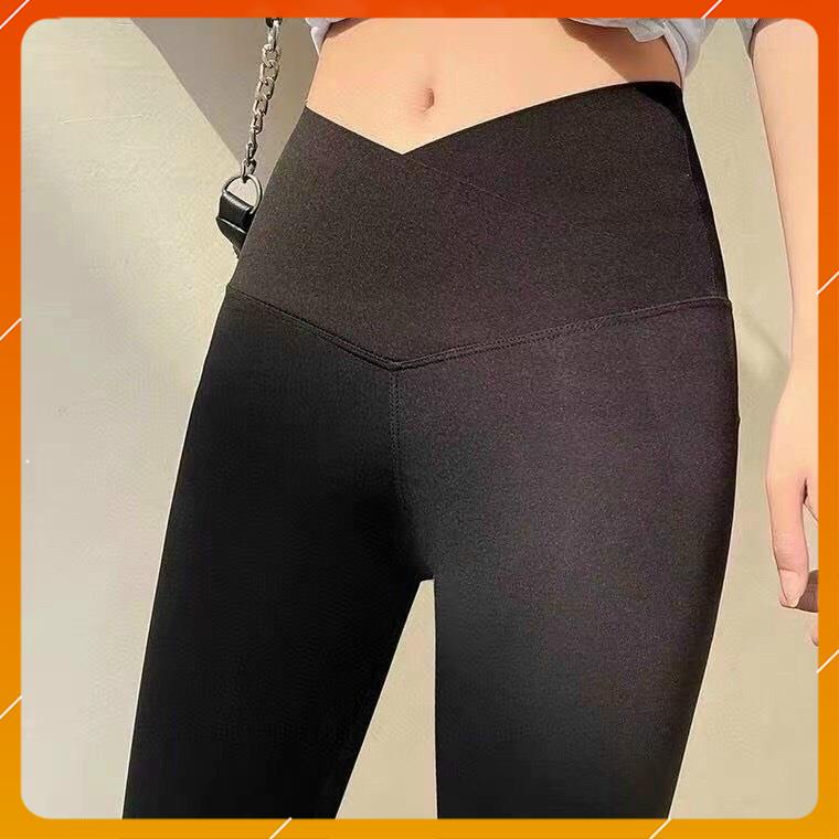 Quần legging nữ cạp chéo lưng cao bản to, quần skinny nữ co dãn 4 chiều mềm mại chất đẹp Doly | BigBuy360 - bigbuy360.vn
