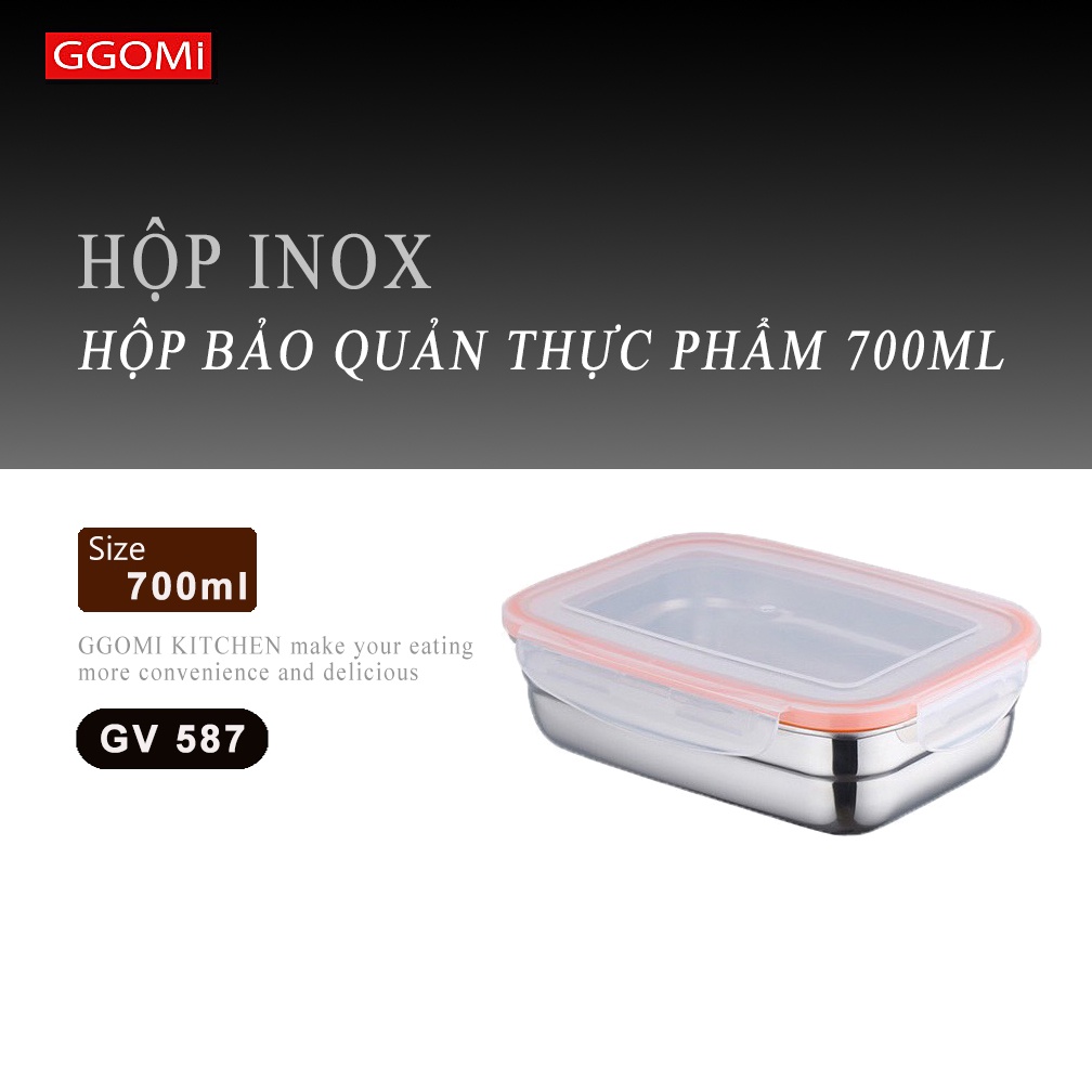 [HÀNG CHÍNH HÃNG]Hộp bảo quản thực phẩm bằng inox, thép không gỉ an toàn sức khỏe các kích cỡ của GGOMi Hàn Quốc