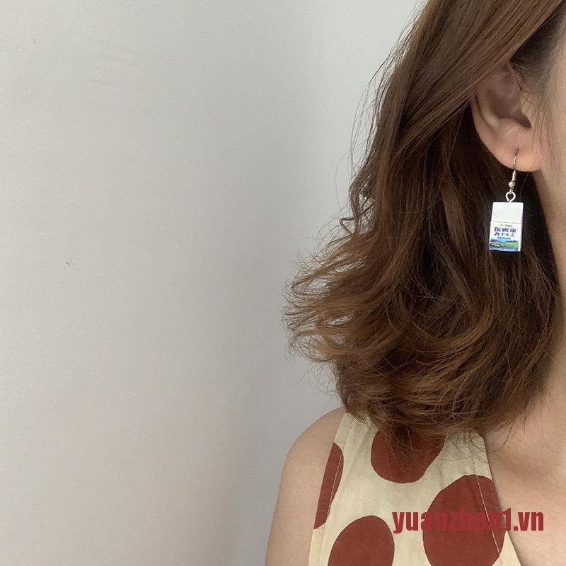 Bông Tai Hình Bình Sữa Bằng Nhựa Dễ Thương