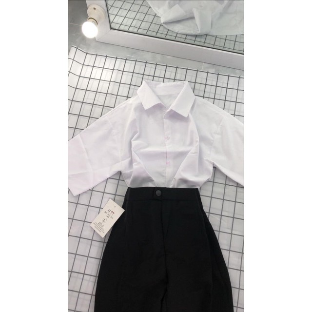 Sơ mi trắng trơn cộc tay