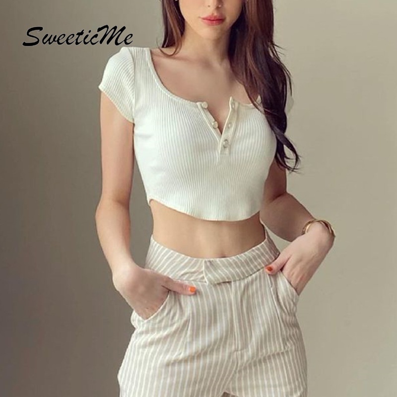 Sweeticme Áo Cardigan Tay Ngắn Dáng Ôm Thời Trang Cho Nữ 2021 | BigBuy360 - bigbuy360.vn
