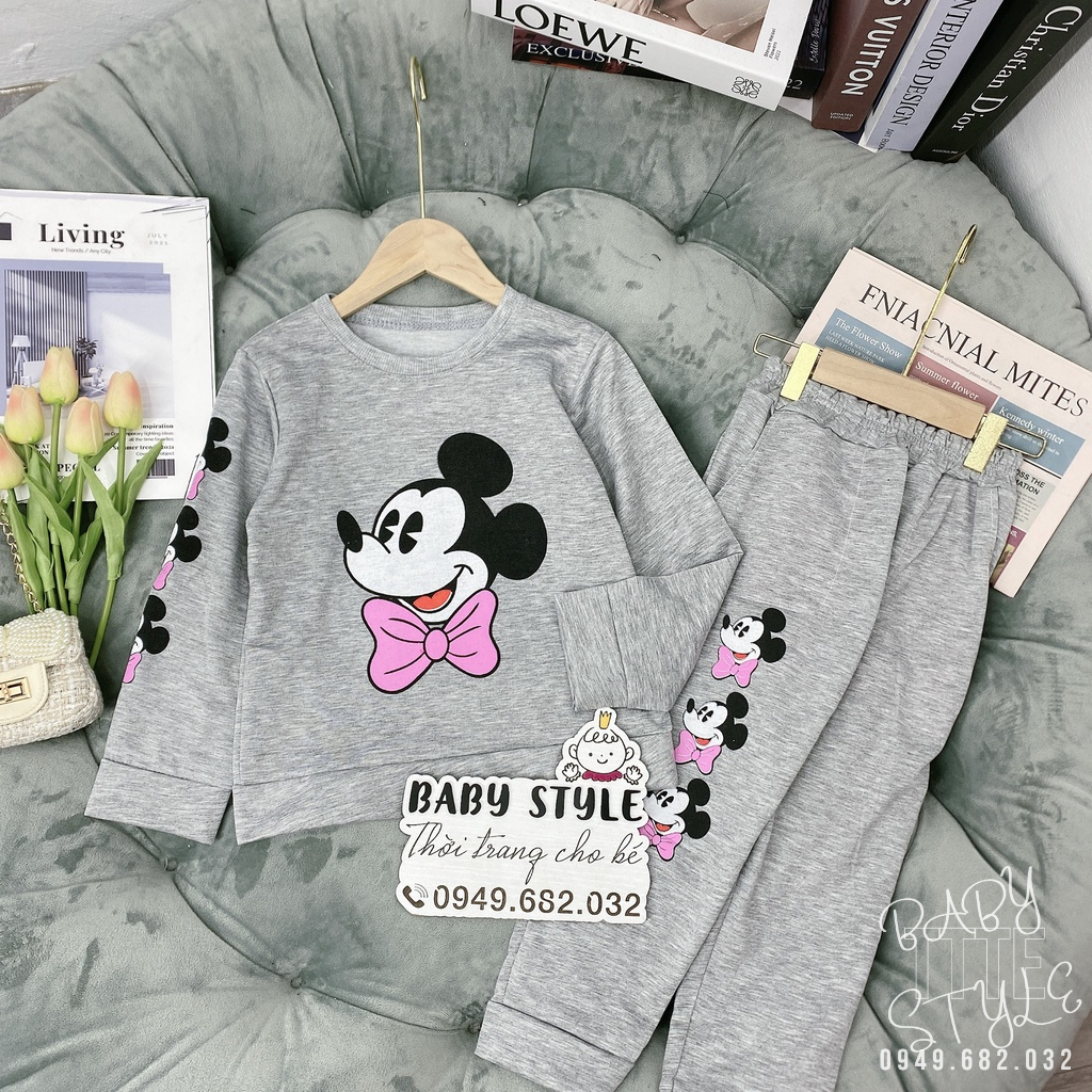 Bộ quần áo thu đông &quot;C.MICKEY&quot; 14-45kg cho bé gái từ 4-14 tuổi. Chất nỉ dày dặn, ấm áp. G30
