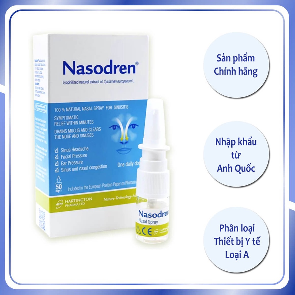XỊT XOANG TỪ DƯỢC LIỆU NASODREN - CẢI THIỆN NGAY TÌNH TRẠNG NGẠT MŨI, VIÊM MŨI DỊ ỨNG, VIÊM XOANG