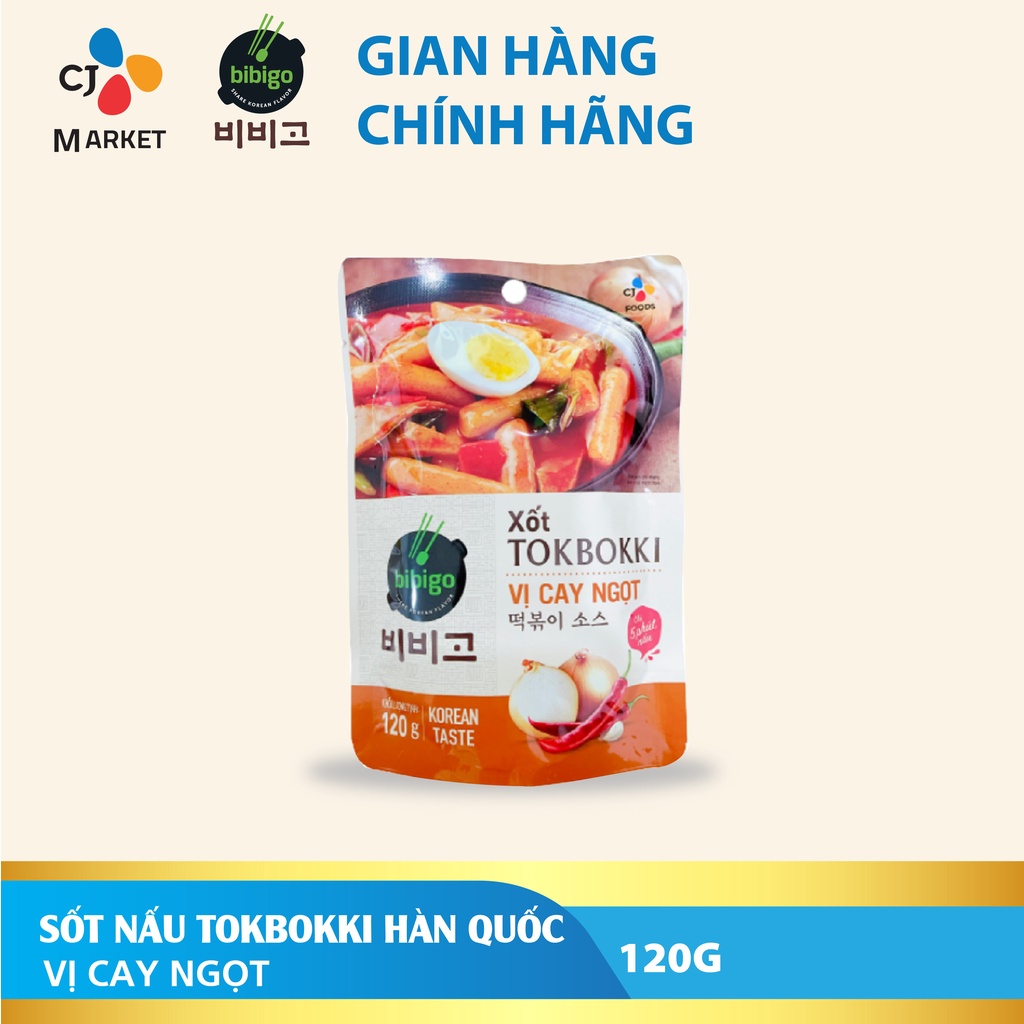 Xốt nấu Tokbokki Bánh Gạo Hàn Quốc Bibigo vị cay ngọt 120g - Nhập khẩu từ Hàn Quốc