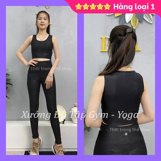 Hàng thiết kế độc lạ - Cam kết ảnh và video thật 100% - SET ĐỒ TẬP - Yoga, Gym, Aerobic  - Rằn ri đen lưng kín