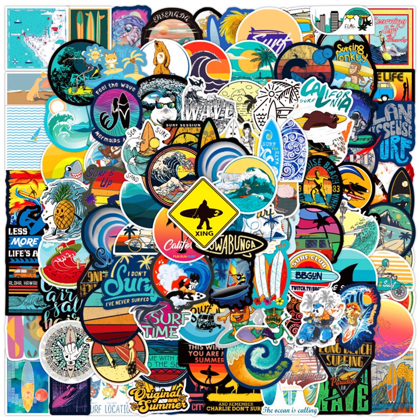 100Pcs/Set ❉ Summer Surfing Series B Stickers ❉ DIY Fashion Waterproof Mixed Luggage Laptop Skateboard Doodle Stickers