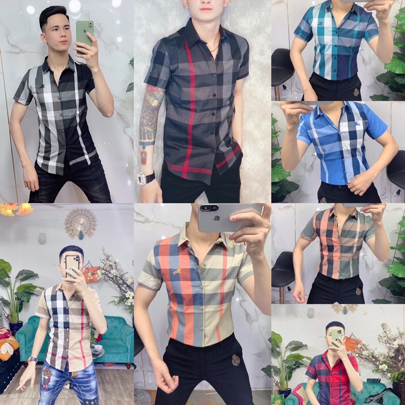 Áo sơ mi nam kẻ ngắn tay bbr, hàng cao cấp | BigBuy360 - bigbuy360.vn